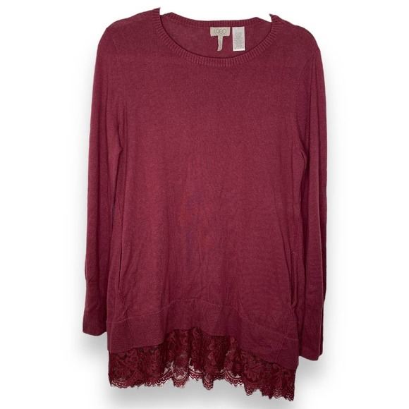 LOGO Lori Goldstein Maroon Hi Low Dress with Pockets Small - Picture 1 of 5
